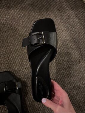 Calvin Klein Black Buckle Slide Sandals